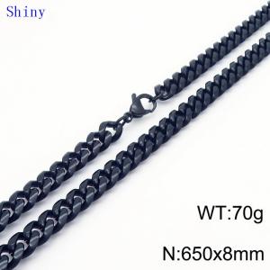 65cm Black Color Stainless Steel Shiny Cuban Link Chain Necklace For Men - KN239068-Z