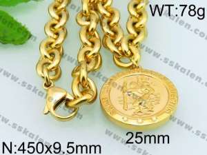 SS Gold-Plating Necklace - KN24024-Z