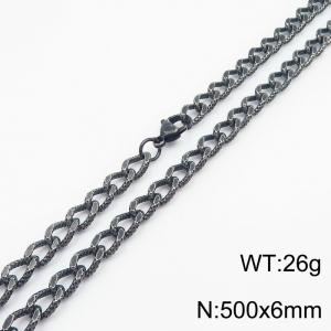 European and American fashion minimalist 500×6mm embossed chain lobster clasp jewelry boiled black necklace - KN249886-Z