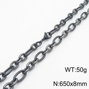 Personalized Boiled Black 650 * 8mm O-chain Titanium Steel Necklace - KN249952-Z