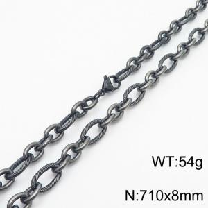 Personalized Boiled Black 710 * 8mm O-chain Titanium Steel Necklace - KN249953-Z