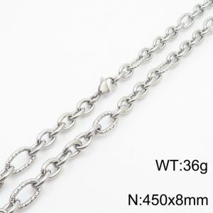 8*450mm Japanese and Korean wind machine weaving boiled steel color stainless steel men necklace - KN249976-Z
