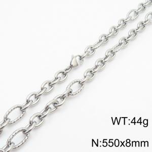 8*550mm Japanese and Korean wind machine weaving boiled steel color stainless steel men necklace - KN249978-Z