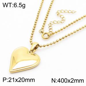 Japanese and Korean Gold Love Pendant Stainless Steel Necklace - KN250826-KFC