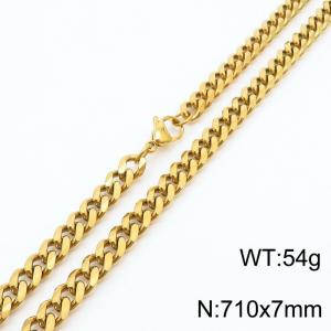 7mm 71cm stylish and minimalist stainless steel gold Cuban chain necklace - KN250974-Z
