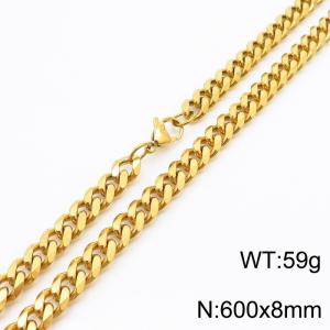 8mm 60cm stylish and minimalist stainless steel gold Cuban chain necklace - KN250993-Z