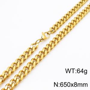 8mm 65cm stylish and minimalist stainless steel gold Cuban chain necklace - KN250994-Z