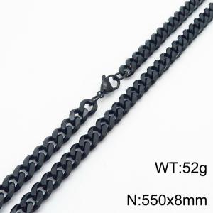 8mm 55cm stylish and minimalist stainless steel black Cuban chain necklace - KN250999-Z
