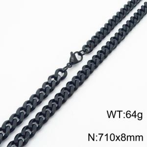 8mm 71cm stylish and minimalist stainless steel black Cuban chain necklace - KN251002-Z