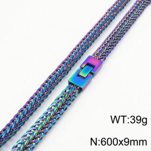 Hip Hop Stainless Steel 600MM Dragon Bone Snake Chain Colorful Stainless Steel Necklace - KN251075-KFC