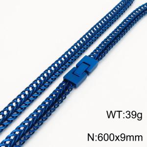 Hip hop stainless steel 600MM keel snake chain blue stainless steel necklace - KN251078-KFC