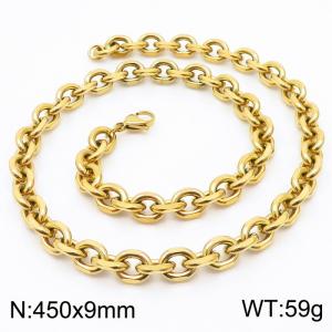 Stainless steel gold edged O-chain necklace - KN251158-Z