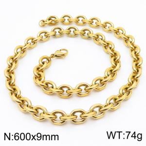 Stainless steel gold edged O-chain necklace - KN251161-Z