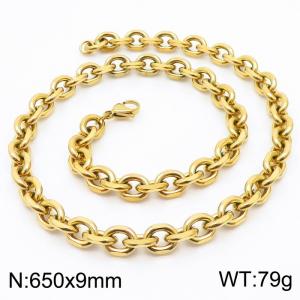 Stainless steel gold edged O-chain necklace - KN251162-Z