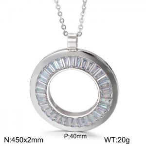 Stainless Steel Stone & Crystal Necklace - KN25889-K