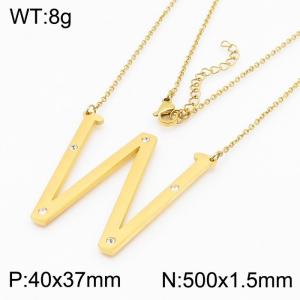 SS Gold-Plating Necklace - KN27446-K