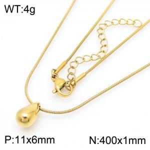 European and American fashion stainless steel snake bone chain water drop pendant temperament versatile gold necklace - KN281704-KFC