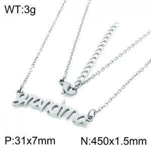 stainless Steel Grandma Letter DIY Pendant Necklace Mother's Day Jewelry - KN281813-LX
