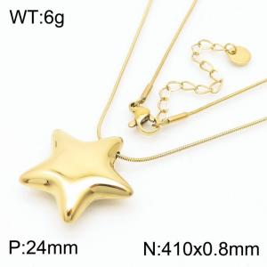 Fashion and Fashion Stainless Steel Smooth Star Necklace - KN281879-WGJD