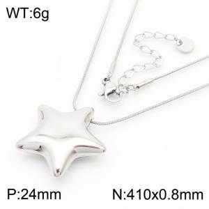 Fashion and Fashion Stainless Steel Smooth Star Necklace - KN281880-WGJD