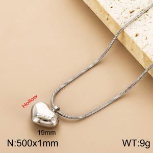 Personalized Love Hollow Pendant Stainless Steel Gold Snake Chain Necklace - KN281897-K