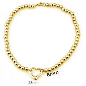 Stainless steel 8mm steel bead heart-shaped necklace - KN281902-Z