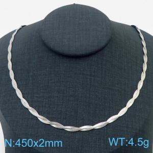 450x2mm Stainless Steel Braided Herringbone Necklace for Women Silver - KN281934-Z