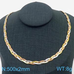 500x2mm Stainless Steel Braided Herringbone Necklace for Women - KN281944-Z