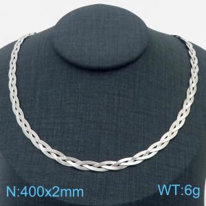400x2mm Stainless Steel Braided Herringbone Necklace for Women Silver - KN281948-Z