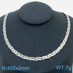 450x2mm Stainless Steel Braided Herringbone Necklace for Women Silver - KN281949-Z