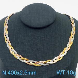 400x2.5mm Stainless Steel Braided Herringbone Necklace for Women - KN281969-Z
