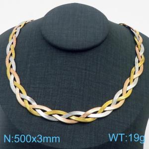 500x3mm Stainless Steel Braided Herringbone Necklace for Women - KN281998-Z