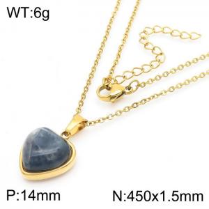 Inlaid Love Ink Stone Pendant Gold Stainless Steel Necklace - KN282025-Z