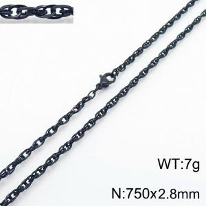 750x2.8mm Black Plated Link Chain Necklace Stainless Steel Rope Chain Necklace Jewelry - KN282095-Z