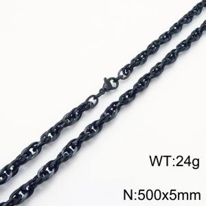 500x5mm Fashion and personalized Stainless Steel Polished Necklace Color Black - KN282153-Z