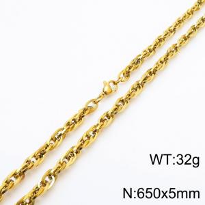 650x5mm Fashion and personalized Stainless Steel Polished Necklace Color Gold - KN282170-Z
