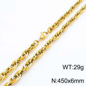 450x6mm Fashion and personalized Stainless Steel Polished Necklace Color Gold - KN282187-Z