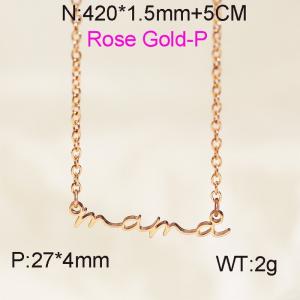 European and American fashion stainless steel 420x1.5mm thin O-shaped chain letter mama pendant Charming women's Mother's Day gift rose gold necklace - KN282196-KLX