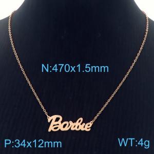 European and American fashion stainless steel 470x1.5mm thin O-chain splicing letter pendant jewelry charm rose gold necklace - KN282199-KLX