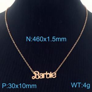 European and American fashion stainless steel 460x1.5mm thin O-chain splicing letter pendant jewelry charm rose gold necklace - KN282202-KLX