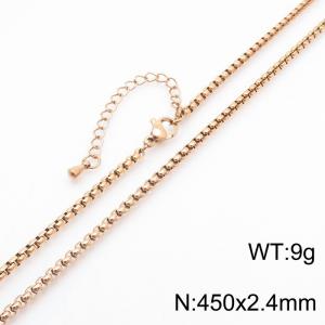 Ins Vacuum-plated rose-gold stainless steel square pearl lady necklace - KN282220-Z