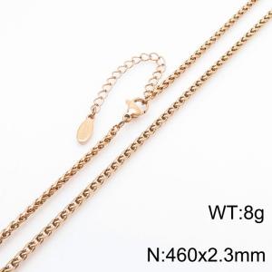 Ins Rose gold stainless steel square pearl round lady necklace with vacuum plating - KN282223-Z