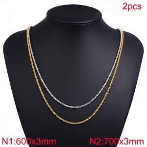 SS Gold-Plating Necklace - KN282325-Z