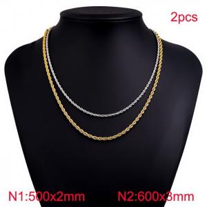 SS Gold-Plating Necklace - KN282326-Z