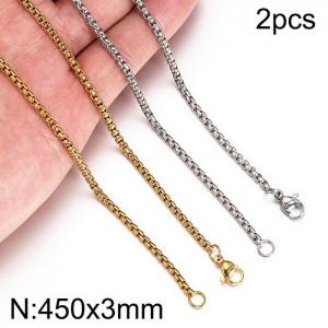SS Gold-Plating Necklace - KN282356-Z