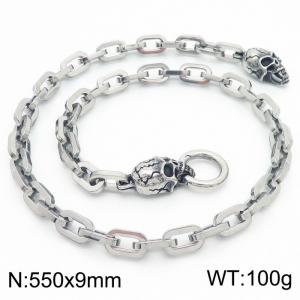 550mm Minimalist men's stainless steel skull necklace - KN282398-Z