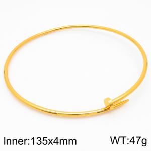 135x4mm Geometrical Smooth Nails necklace Women Stainless Steel Gold Color - KN282666-SP
