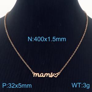European and American fashion stainless steel creative mom English letter temperament rose gold necklace - KN282724-KLX