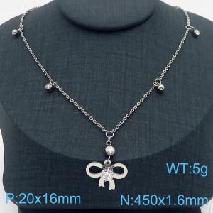 450mm Stainless Steel&Zircons Chain Necklace Knot Pendant - KN282771-SP