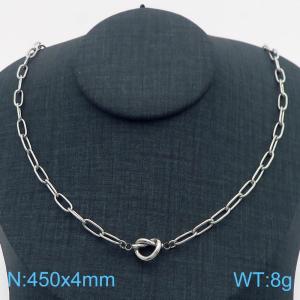 Simple and fashionable stainless steel buckle square wire chain necklace in steel color - KN282777-Z